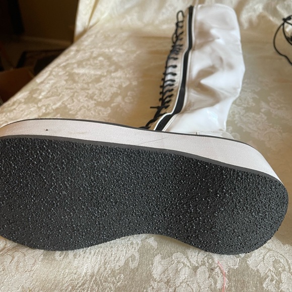 Demonia Black and White Lace Up Boots - Picture 6 of 7